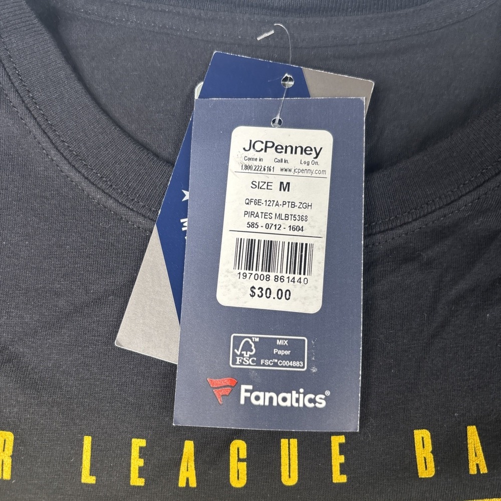 Fanatics Pittsburgh Pirates Men's Black Tee Shirt Short Sleeve NWT Size Medium - Picture 3 of 6